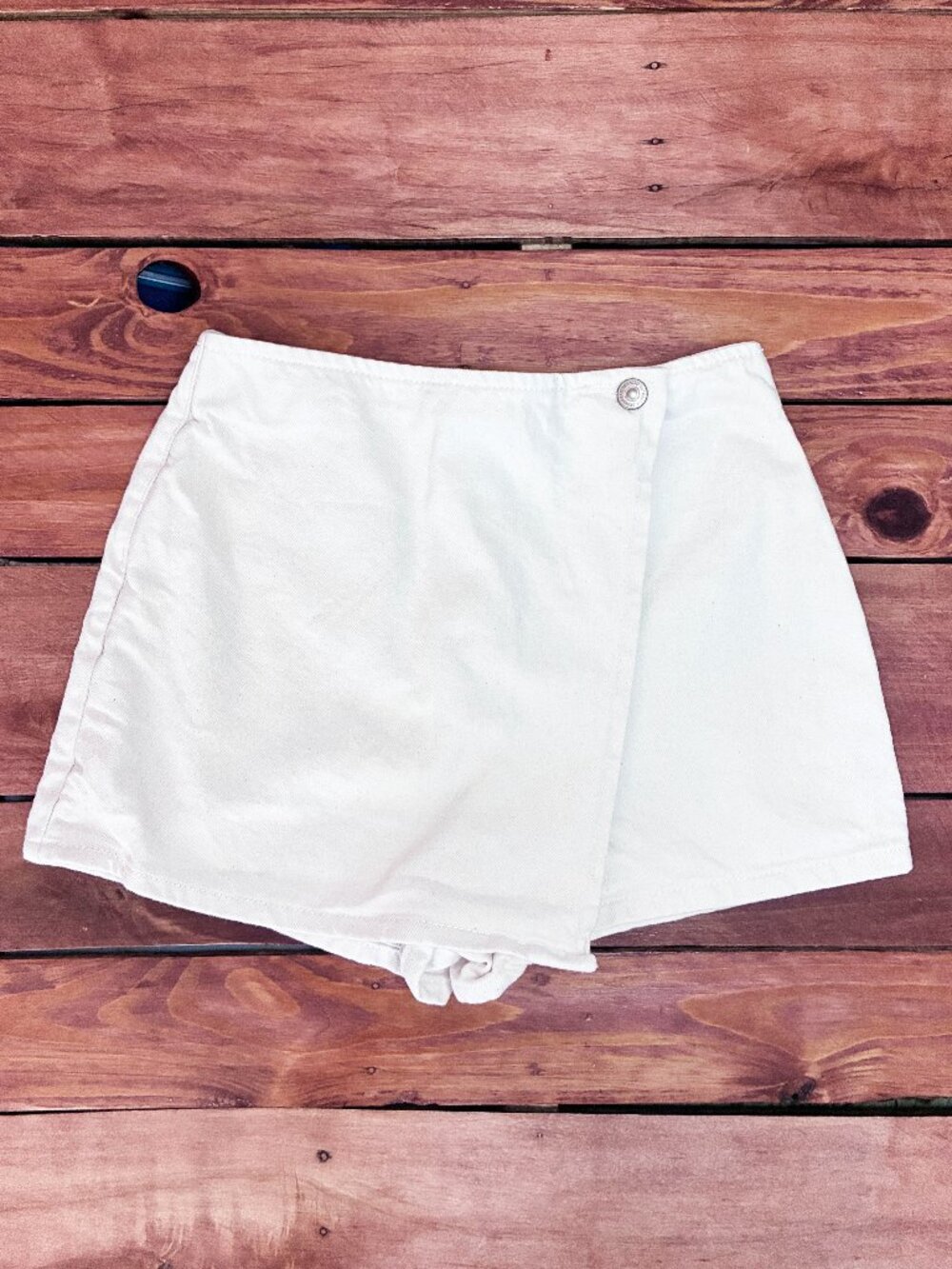 DeFacto Mini Denim Skort High Waisted - Cream - Size 2 / XS
